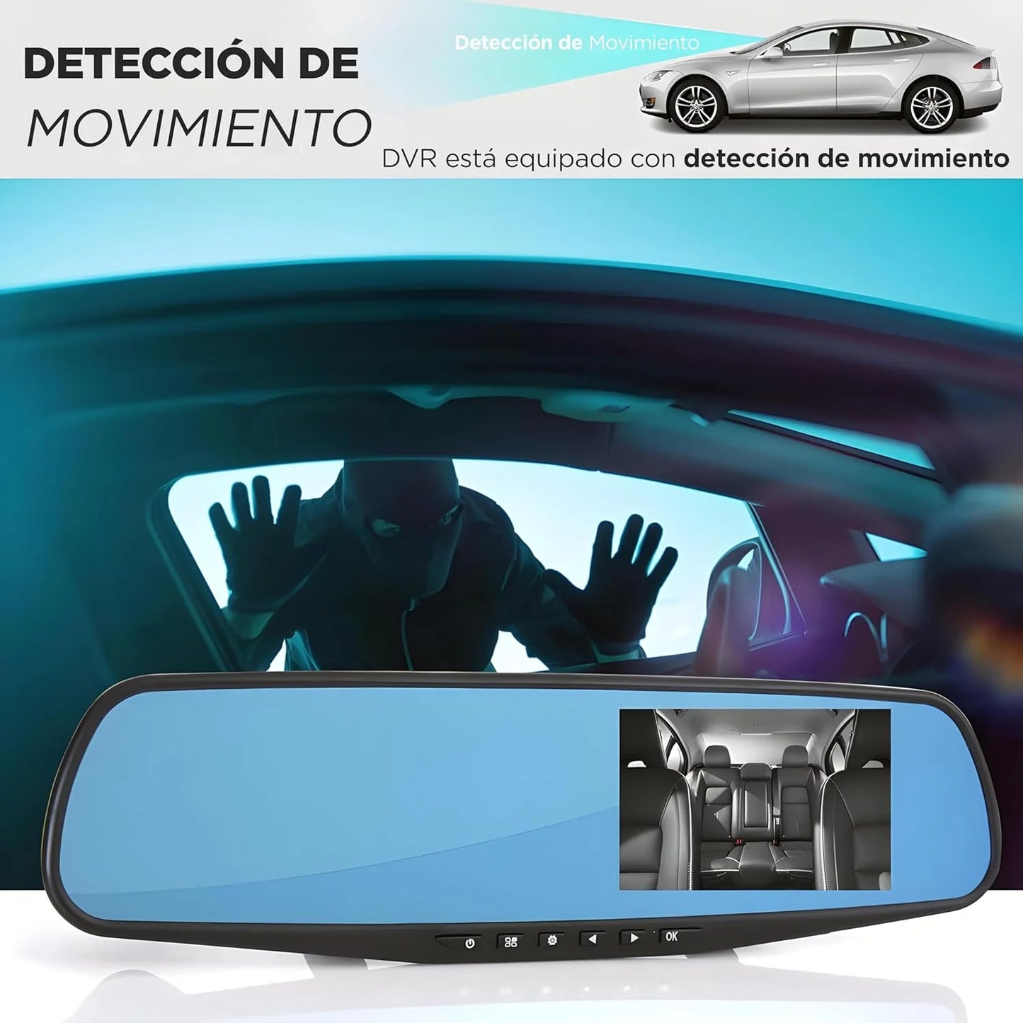 Espejo Retrovisor con Cámaras Full HD Delantera y Trasera
