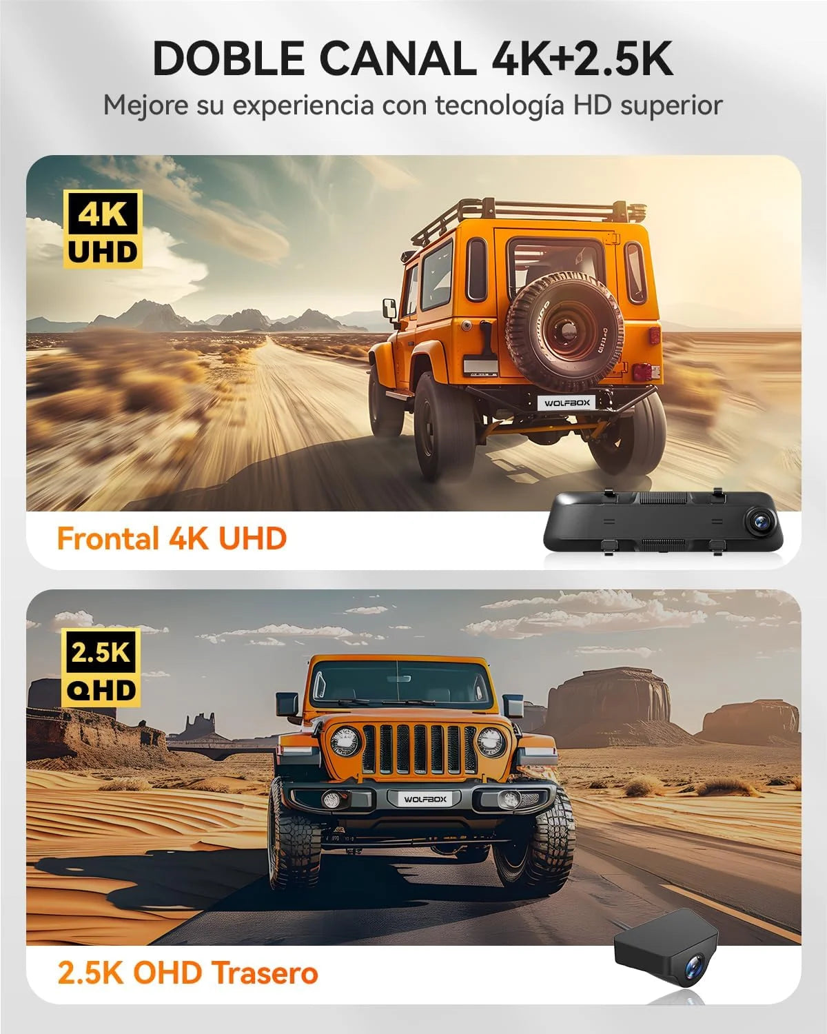 Espejo Retrovisor con Cámaras Full HD Delantera y Trasera